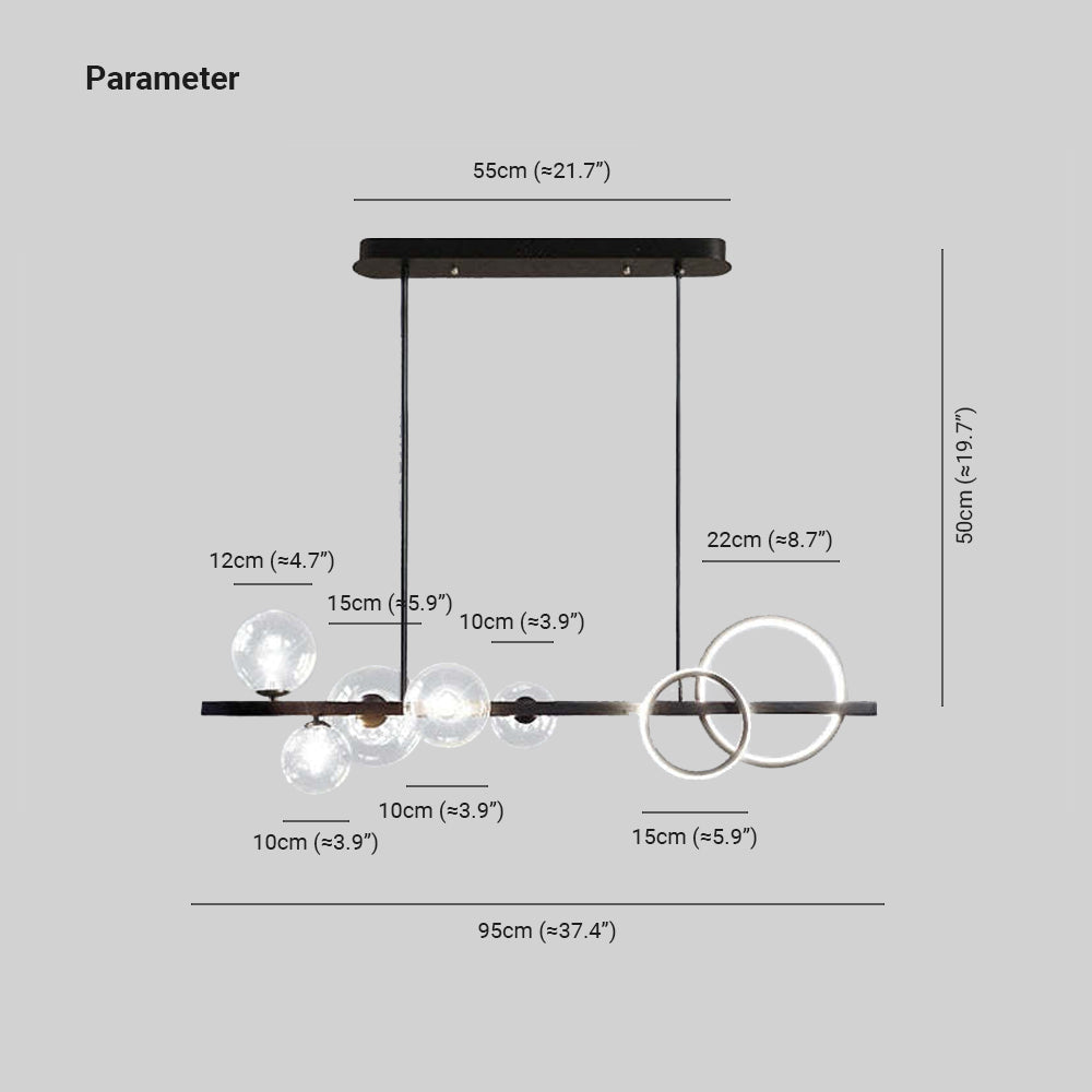 Valentina Modern Linear LED Pendelleuchte Schwarz/Gold Ess/Wohnzimmer Esstisch Metall&Glas