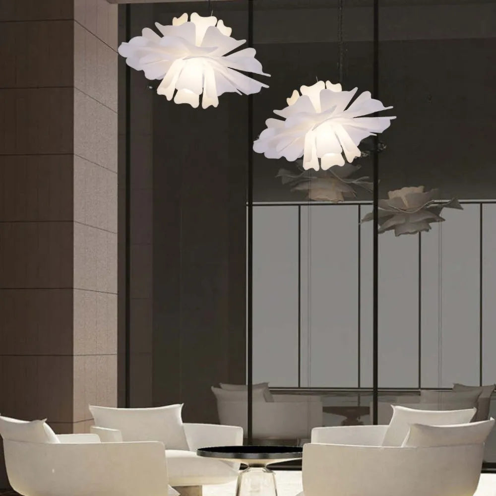 Aria Moderne Pendelleuchte Blumen Weiß, Metall/Acryl Esszimmer/Wohnzimmer