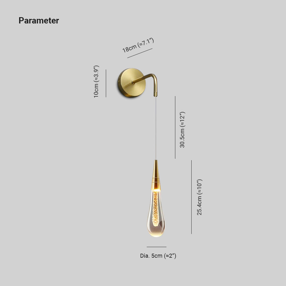 Kristy Modern Water Drop Wandleuchte, Schwarz/Gold