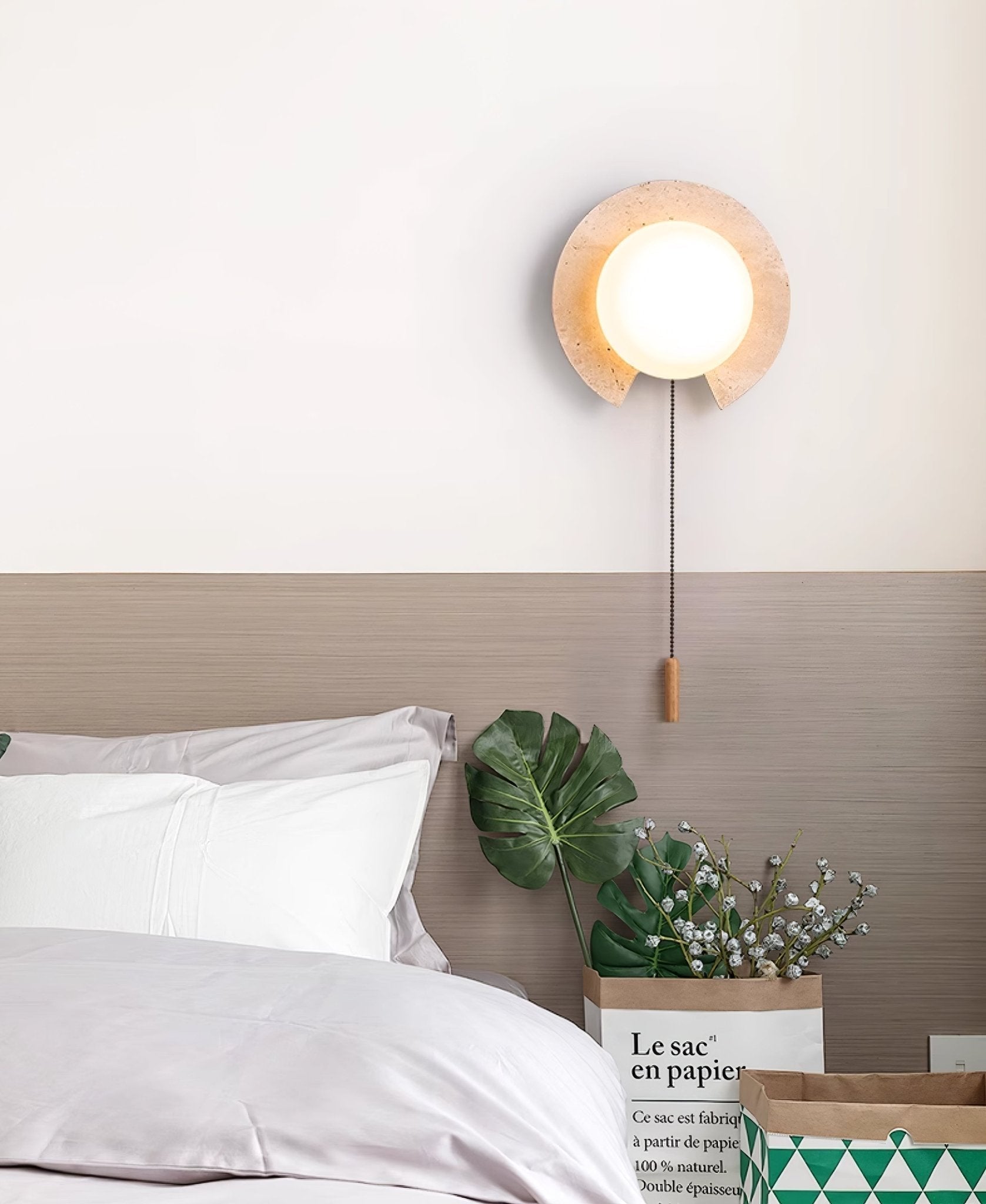 Zamaryra Semi-Circular Travertine Wall Light - Neutralighting