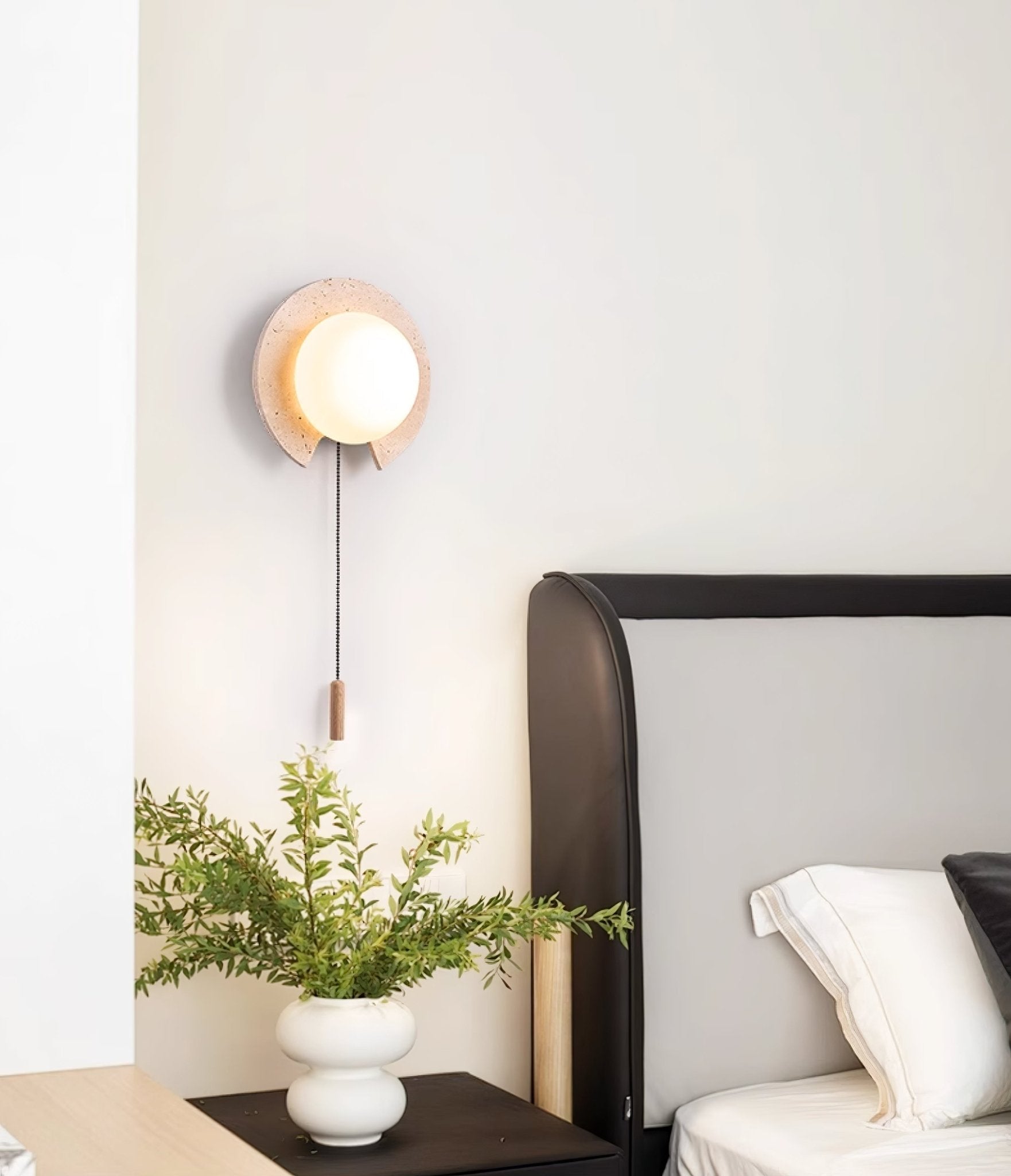 Zamaryra Semi-Circular Travertine Wall Light - Neutralighting