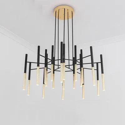 Solara Moderner Kronleuchter Stäbe Schwarz-Gold-Letslighting