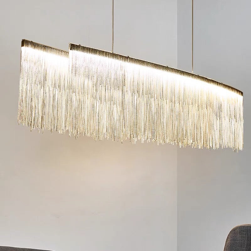 Kristy Modern Quasten Kronleuchter Gold/Chrom LED Metall Esszimmer-Letslighting