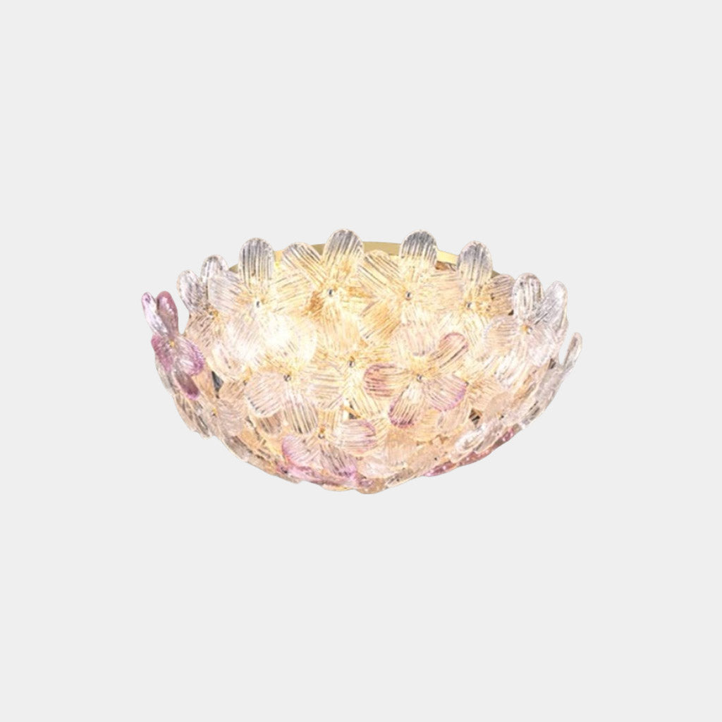 Deckenleuchte mit französischer, runder Glasblume