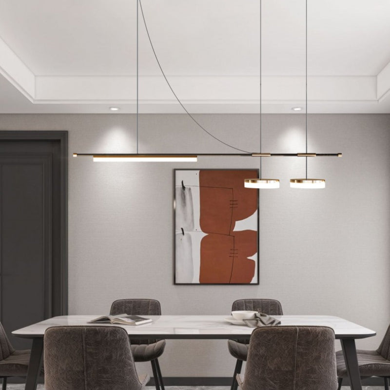 Arisha Modern Lange LED Pendelleuchte Schwarz Metall Esszimmer