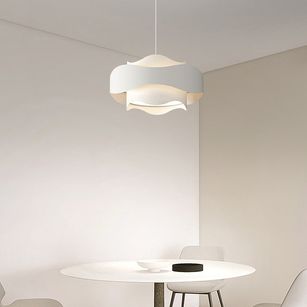 Arisha Design LED Pendel/Denkenleuchte Weiß Plissee Geometrisch Küche/Wohnzimmer