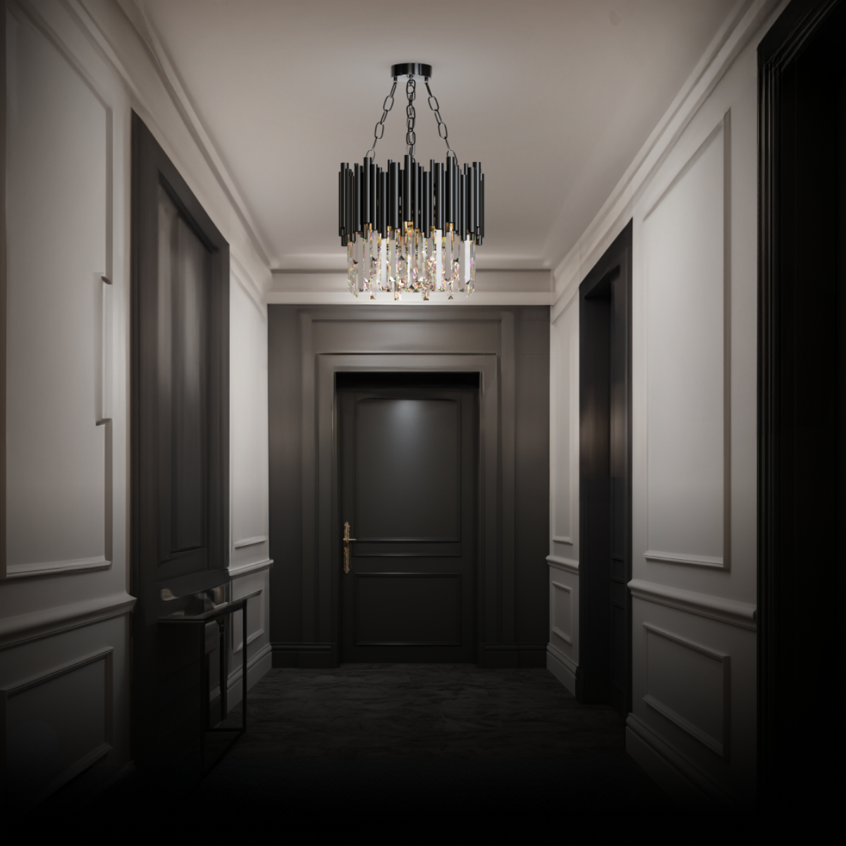 Kristy Industriell Metall/Kristall Kronleuchter Schwarz Wohnzimmer-Letslighting