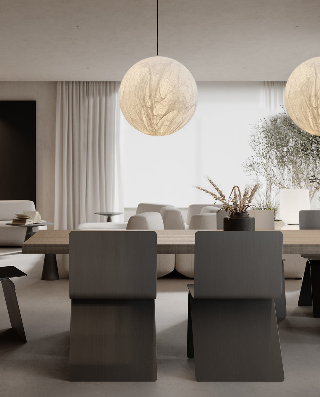 Globe Minimalistische Seiden-Pendelleuchte-Letslighting