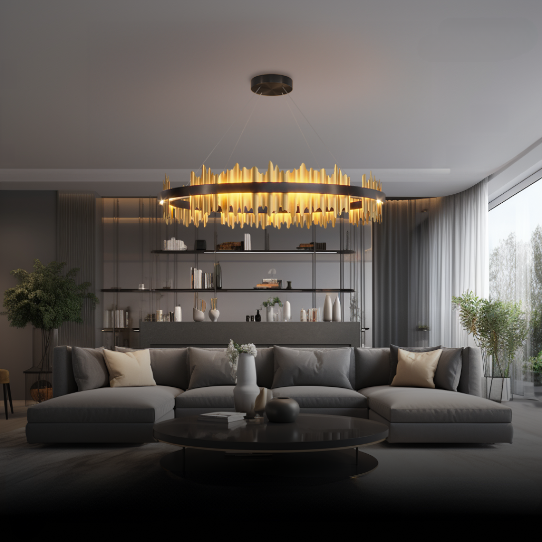 Kristy Industrial LED Kronleuchter Gold Metall Schalf/Wohnzimmer-Letslighting