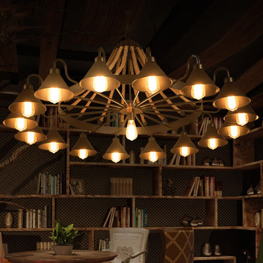 Epoch Vintage Industrial Rope LED Kronleuchter Schwarz Wohn/Schlafzimmer