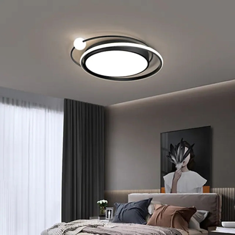 Arisha  Modern LED Deckenleuchte Planet Design Schwarz/Gold, Schlafzimmer