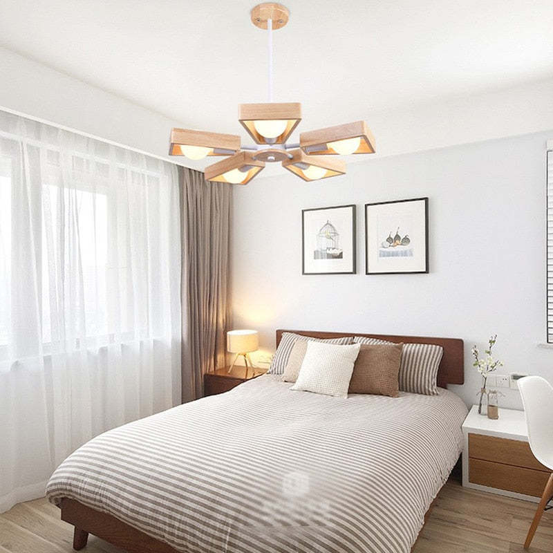 Muto Holz PendelleuchtenKronleuchter 3/5/6/8 Lichter für Schlafzimmer, Wohnzimmer
