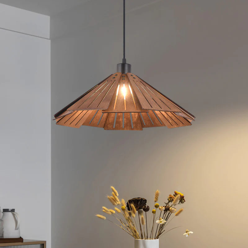 Arisha Design LED Pendelleuchte Gelb/Braun Ess/Schlaf/Wohnzimmer Innenbereich Holz&Metall Warmweiß