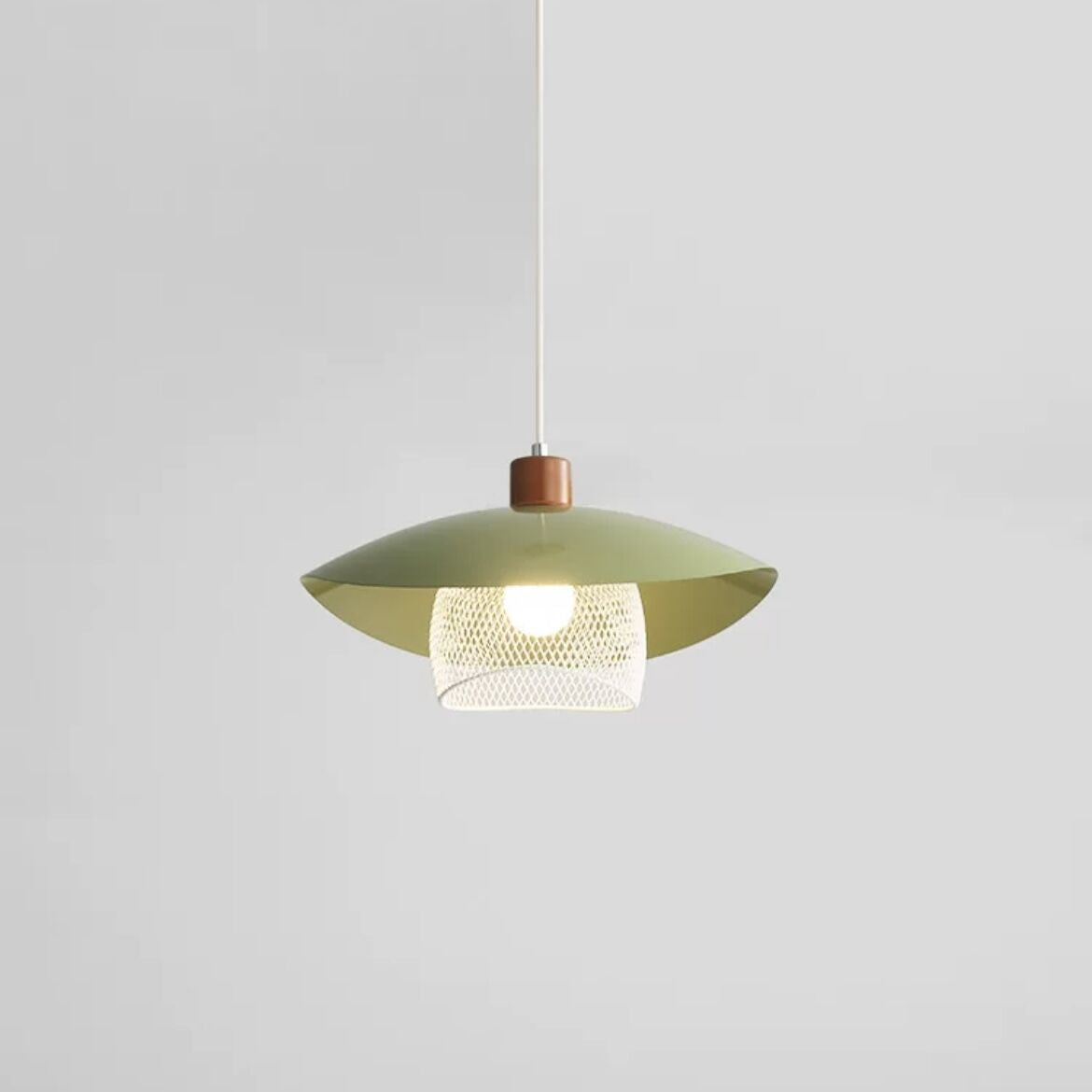 Arisha Modern LED Pendelleuchte Beige Grün Holz Metall Wohnzimmer