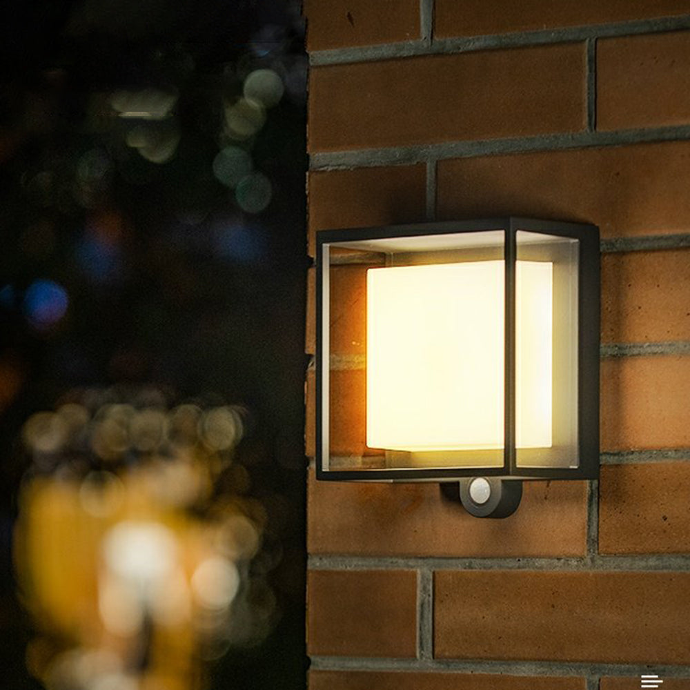 Ray Modern Rechteckig LED Außenwandleuchte Schwarz Flur/Garten Acryl Sensor Solar