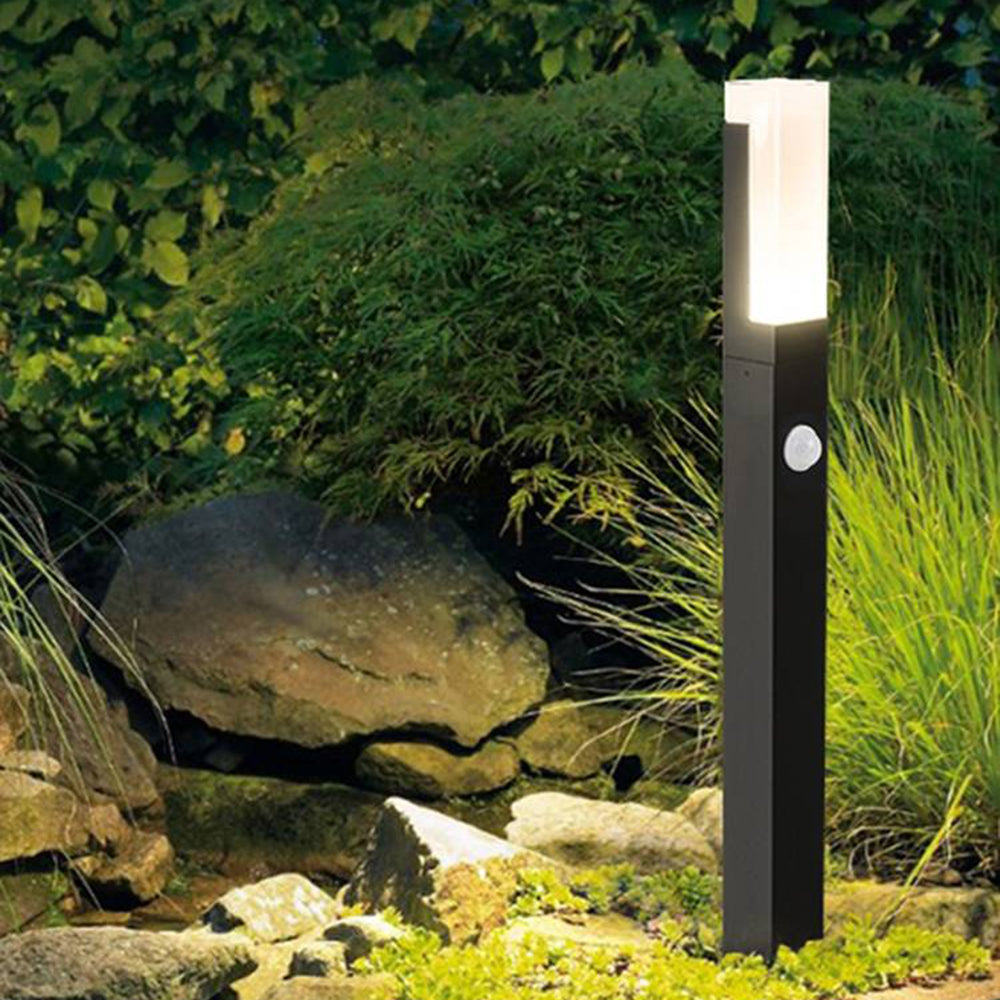 Ray Modern LED Außen-Wegeleuchte mit Sensor Schwarz Garten Aluminium Acryl