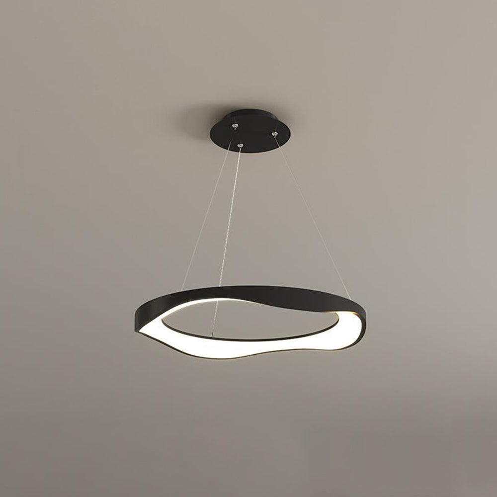Arisha Modern LED Pendelleuchte Ring Esstisch, Schwarz/Weiß, Metall Acryl