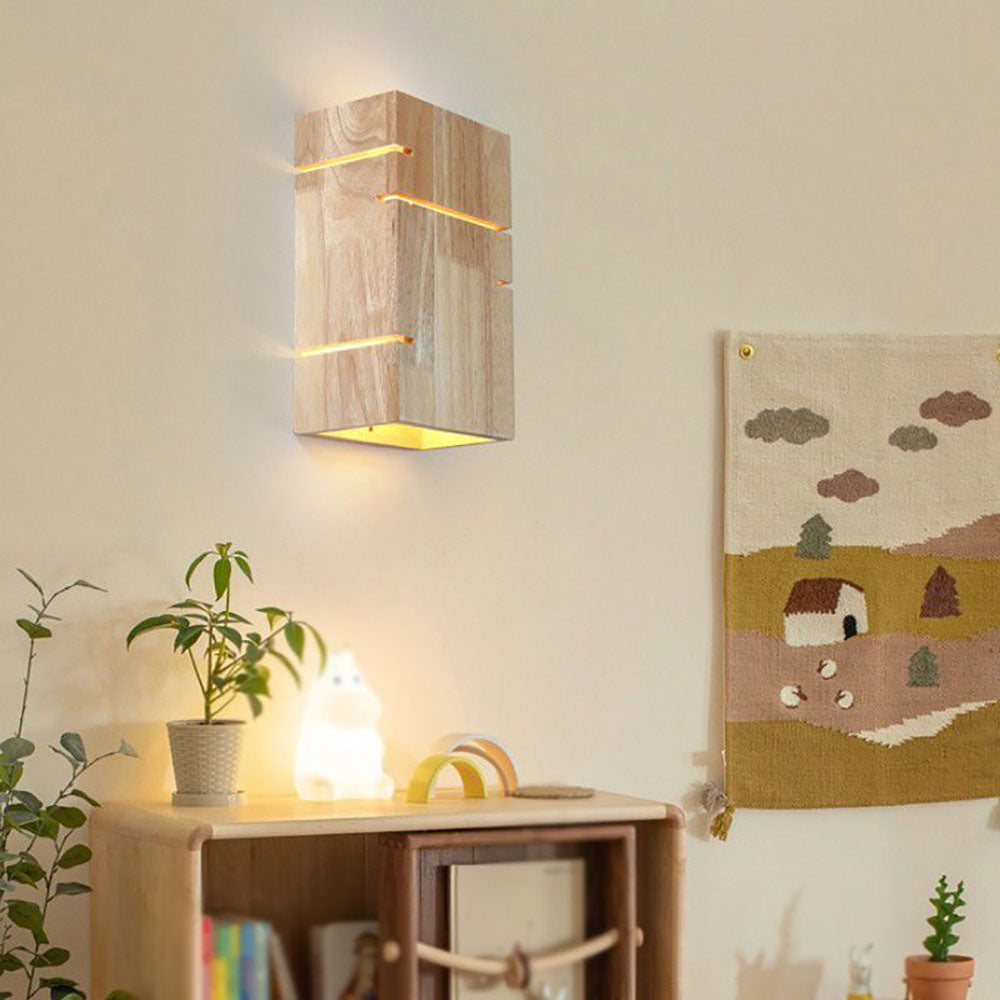 Muto Minimalistisch Modern LED Wandleuchte Rechteckig Holz Schlafzimmer Holz&Massivholz