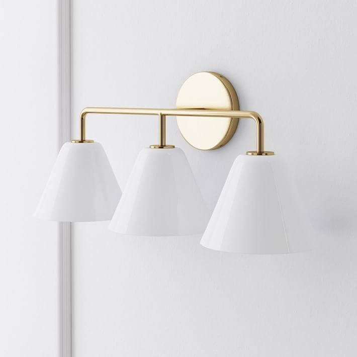Conica Messing-Wandleuchte mit Glas-Schirm