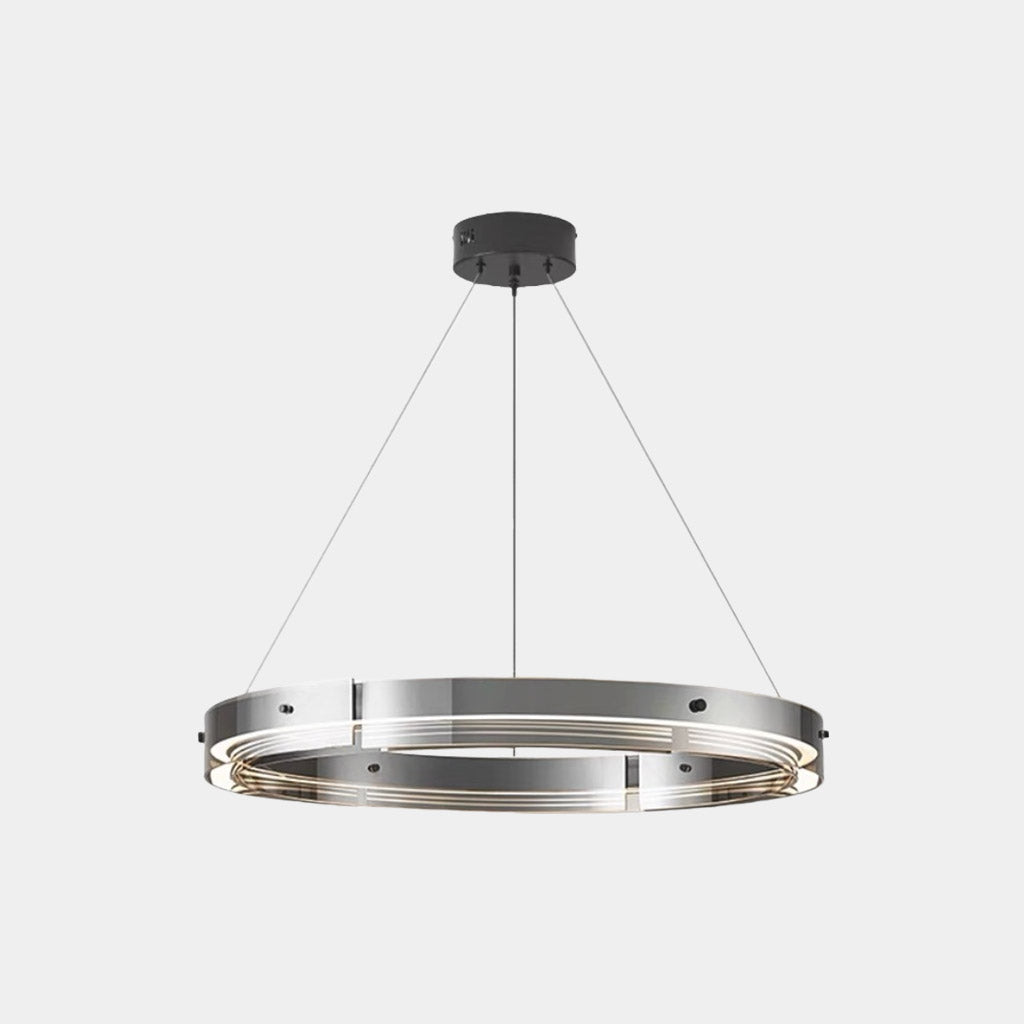 Kronleuchter Modern Kupfer Glasring LED Dimmbar, Schwarz