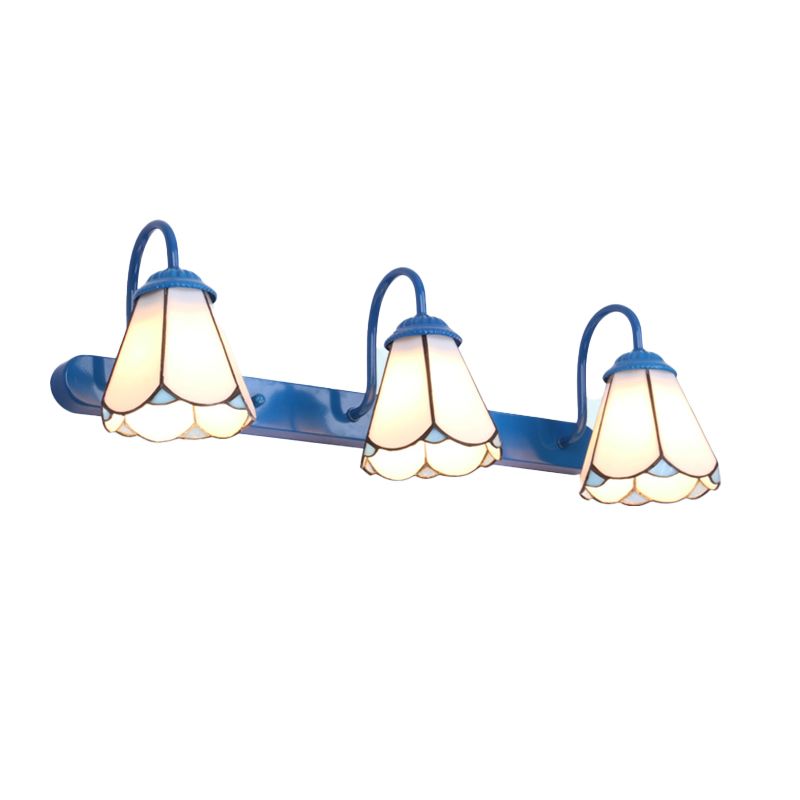 Arisha Vintage Blume LED Wandleuchte Schwarz/Weiß/Blau Schlafzimmer/Flur Metall/Glas