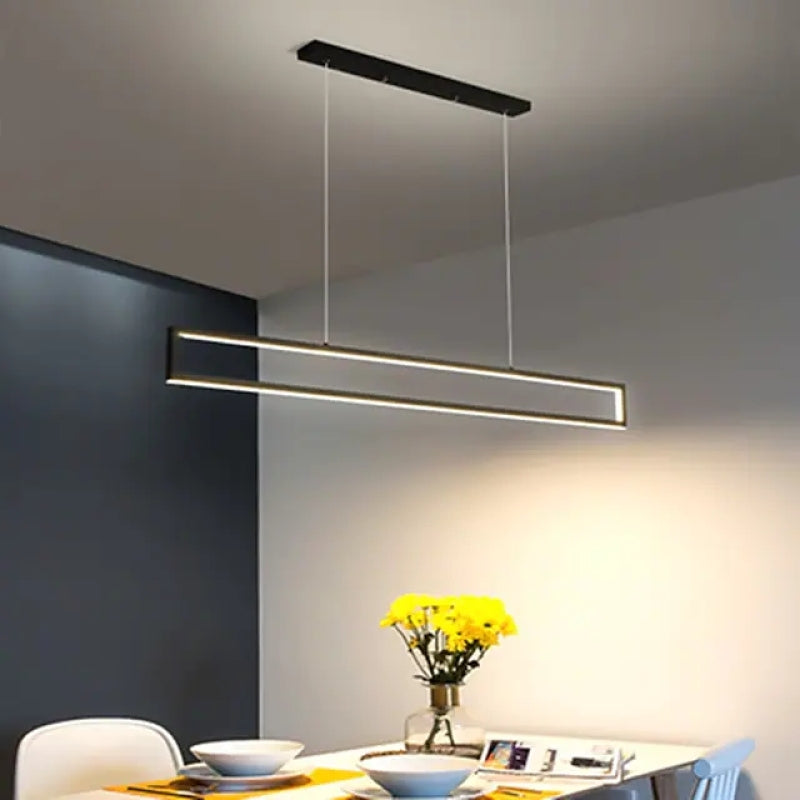 Arisha Modern LED Pendelleuchte Linear Esszimmer, Schwarz, Metall