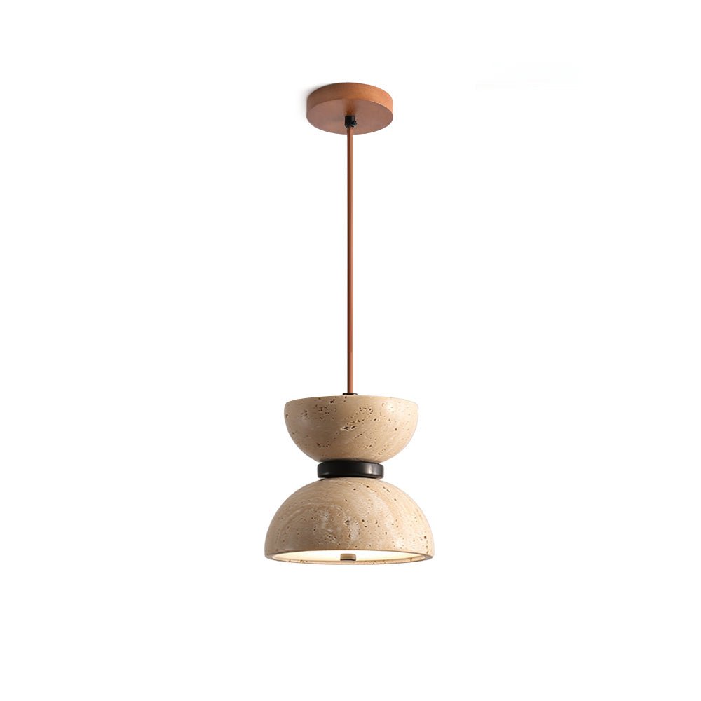 Tersus Travertine Hourglass Pendant Light Double-dome - Neutralighting