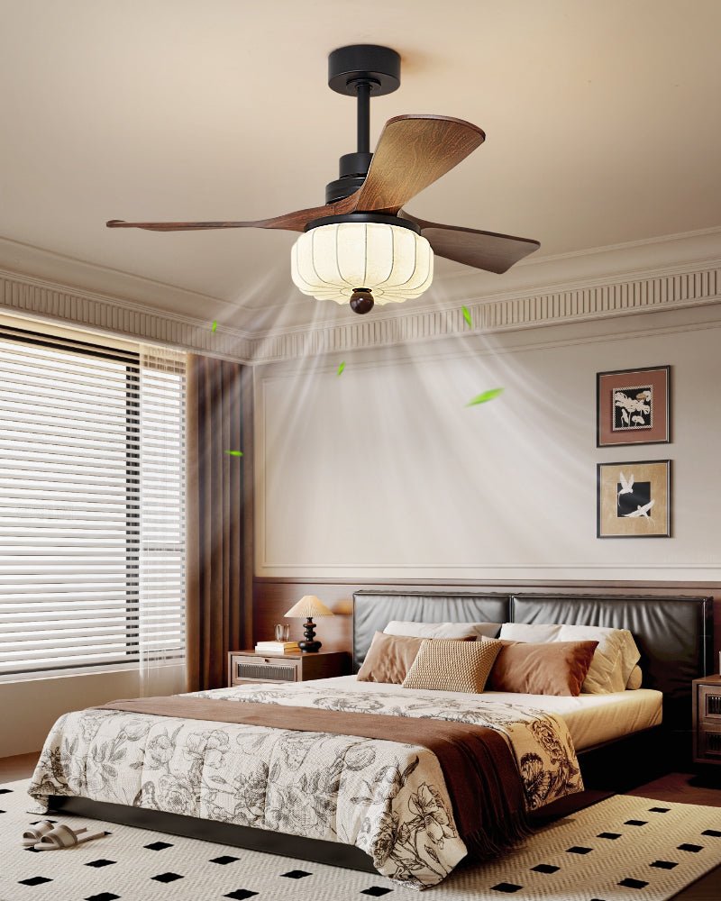 Svelk Vintage Deckenventilator mit Beleuchtung in Walnuss-Optik