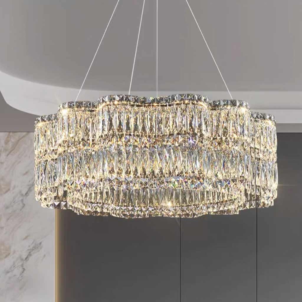 Rechteckiger Kristall-Kronleuchter mit LED-Licht