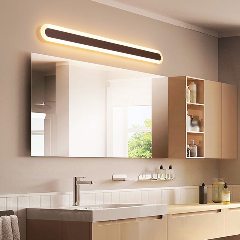 Arisha Modern Linear LED Wandleuchte Weiß/Braun Badezimmer Metall Acryl Größen 40/59/80/99CM