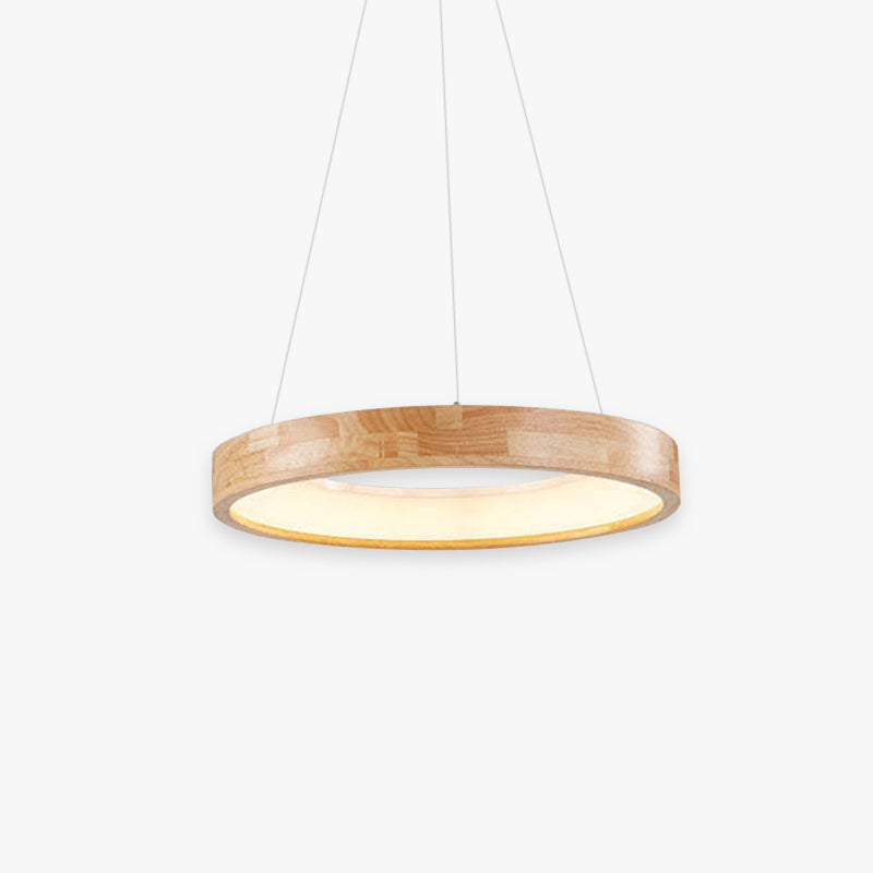 Muto Modern LED Pendelleuchte Ring Ess/Wohn/Schlafzimmer Holz/Acryl