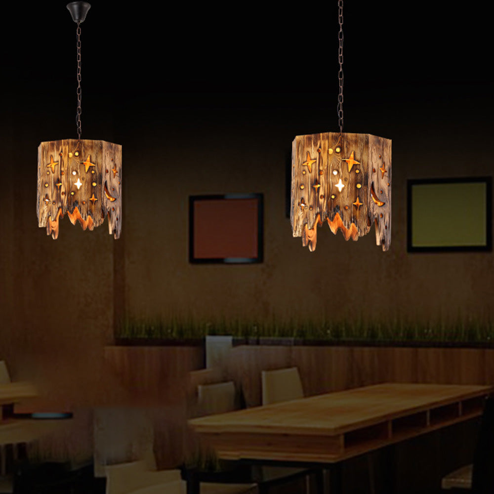 Epoch Retro Starry Pendelleuchte Holzfarbe, Wohnzimmer, Metall Holz