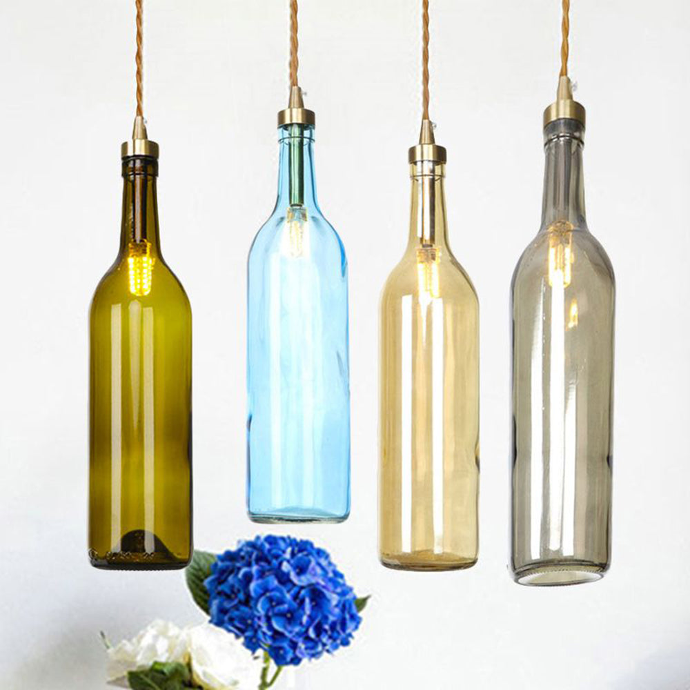 Valentina Industriell Weinflasche Glas Pendelleuchte Bunt Wohnzimmer