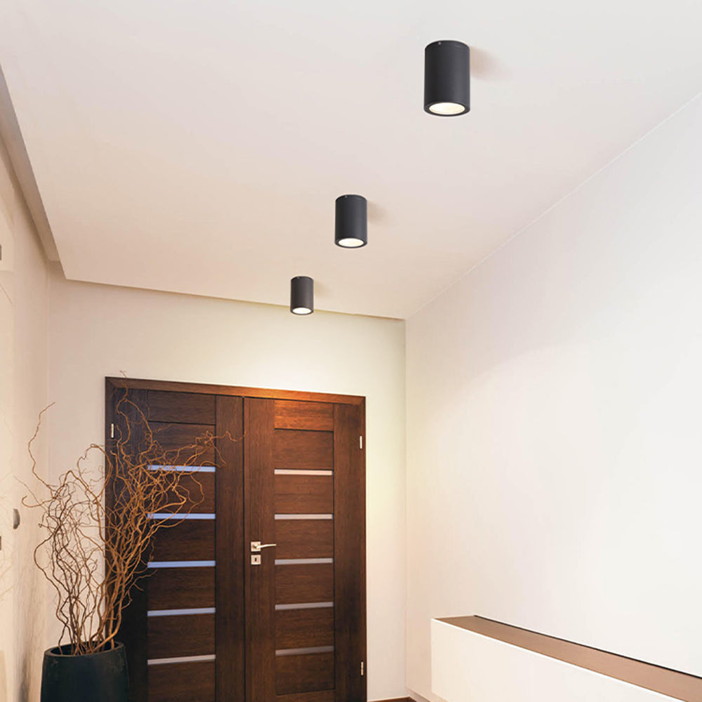 Ray Modern LED Außenleuchte Zylindrisch Schwarz Flur/Garten/Balkon Metall&Glas ∅11/15CM