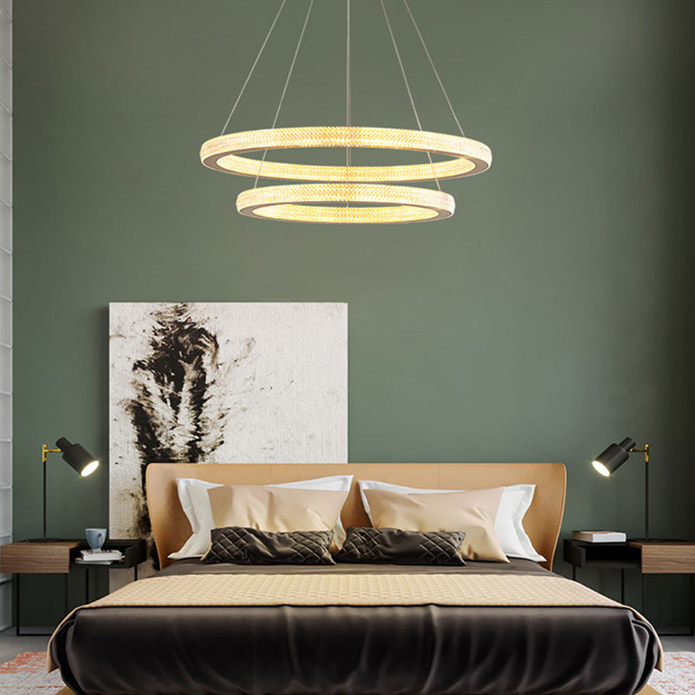 Kristy Modern Ring LED Kronleuchter Gold Wohn/Schlafzimmer Metall-Letslighting
