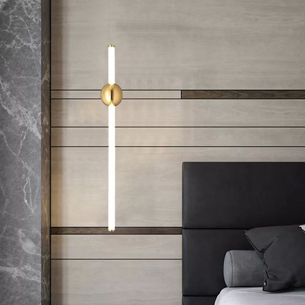 Arisha Modern LED Pendelleuchte Weiß/Gold Wohn/Schlafzimmer Metall&Glas 60CM Lang
