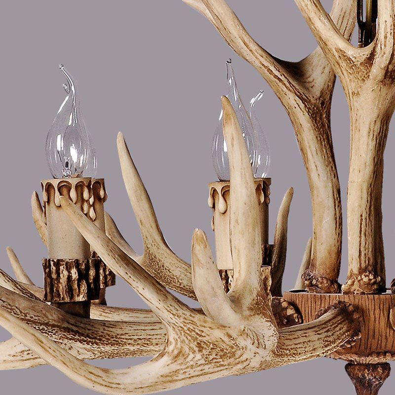 Epoch Vintage  Kronleuchter Horn Natur Weiß/Braun/Kaffee Wohnzimmer Harz