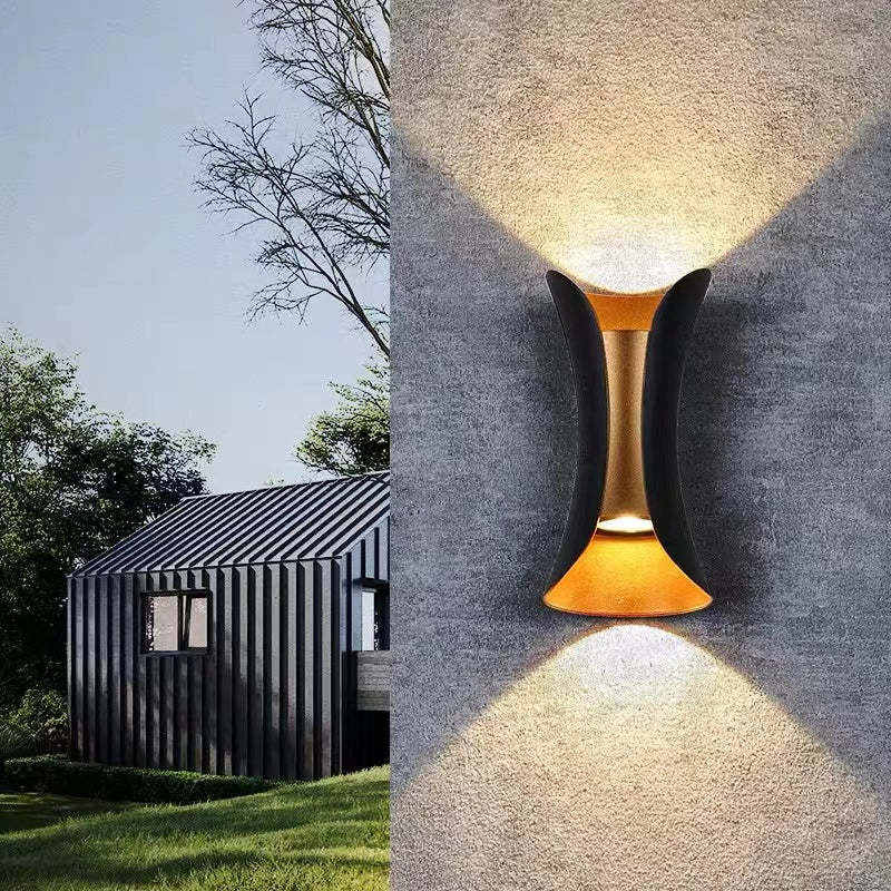 Ray Design Gebogene LED Außenwandleuchte Gold/Schwarz/Weiß Garten/Flur Metall