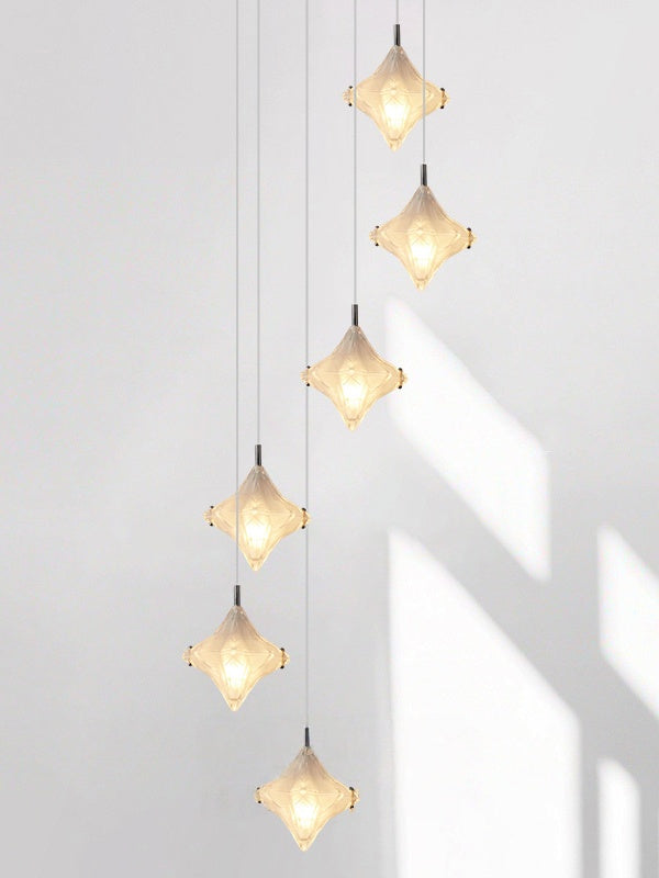 Art Deco Sterntreppe Pendelleuchte, Gesamtansicht