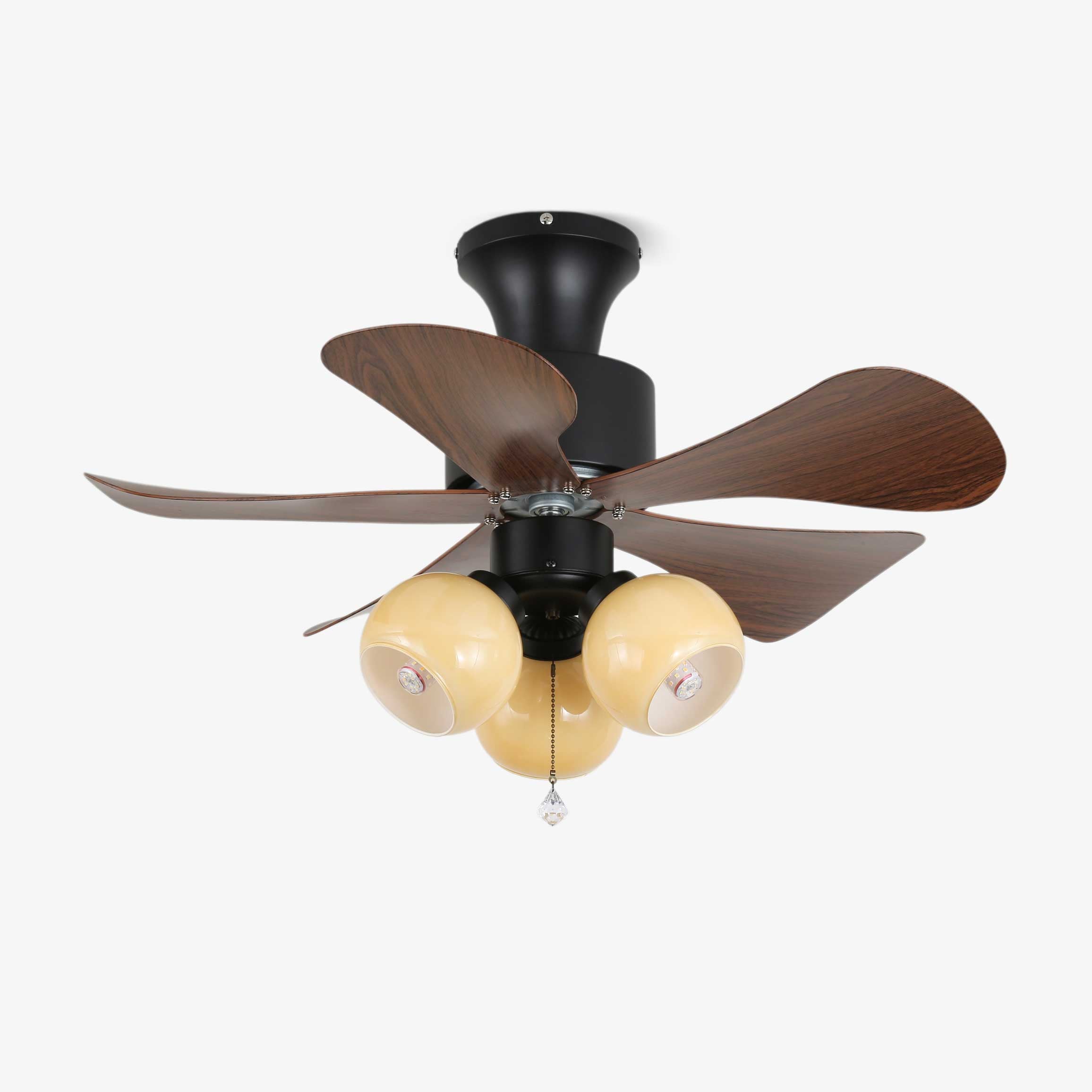 Lunara Vintage Deckenventilatorlampe aus Holz in Nussbaumfarbe