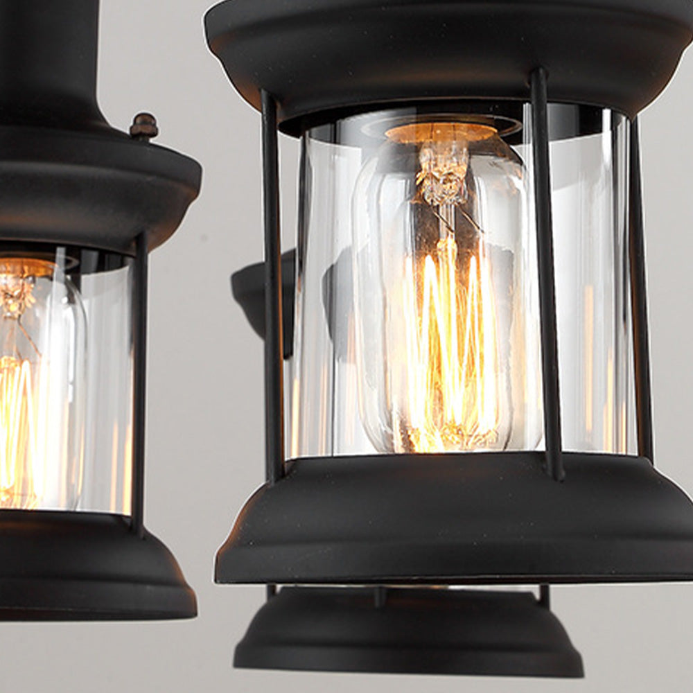 Epoch Retro Ruder Pendelleuchte, 6 Köpfe, Wohnzimmer Holz Glas