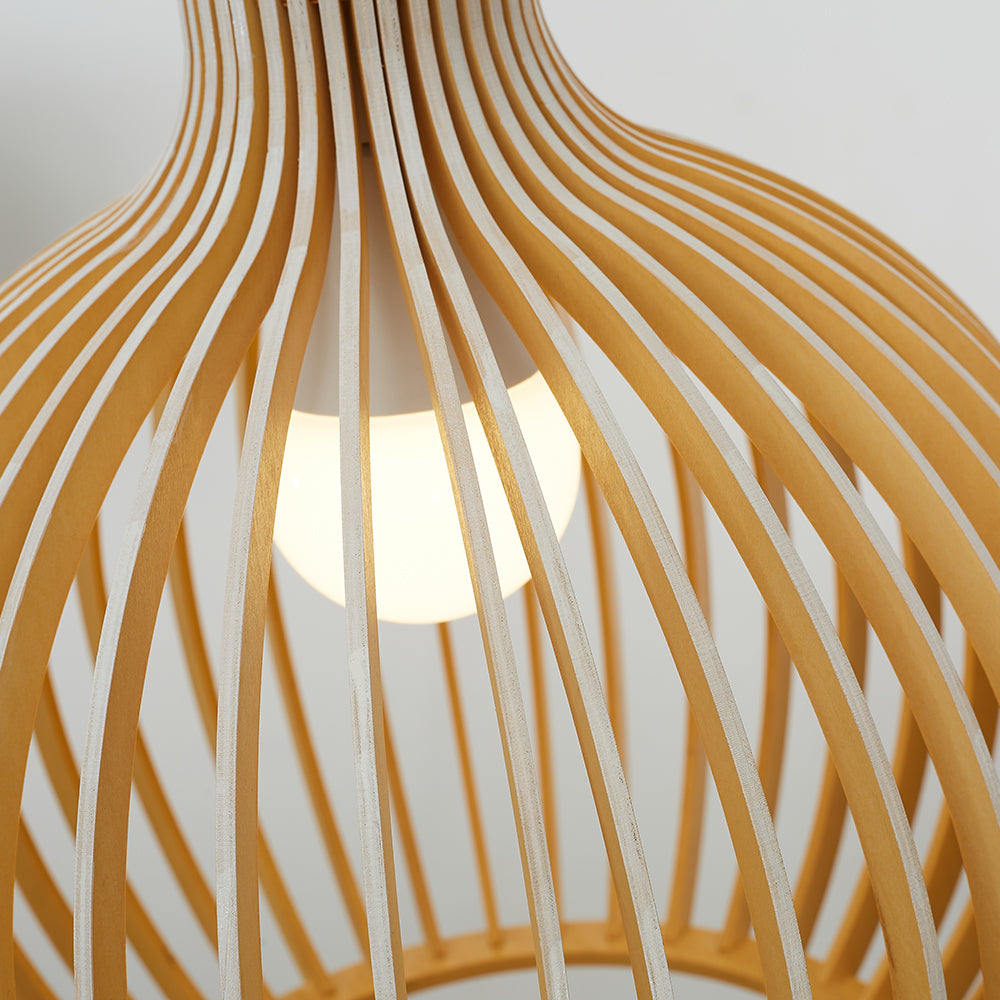 Muto Hölzerne Vogelkäfig-Lampe  Pendelleuchte Holz Esszimmer