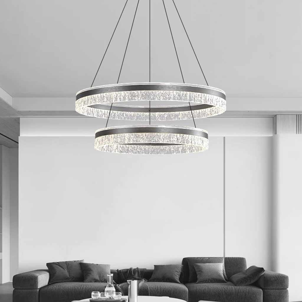 Dimmbarer LED-Kronleuchter in Grau, modern