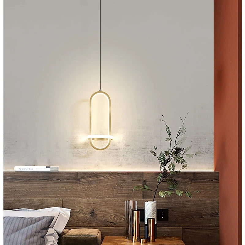 Arisha Modern Minimalistisch LED Ring Pendelleuchte Schwarz/Gold Schlafzimmer Metall