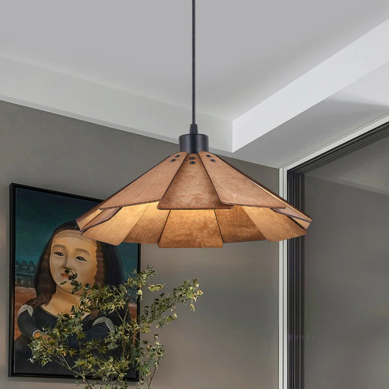 Arisha Design LED Pendelleuchte Gelb/Braun Ess/Schlaf/Wohnzimmer Innenbereich Holz&Metall Warmweiß