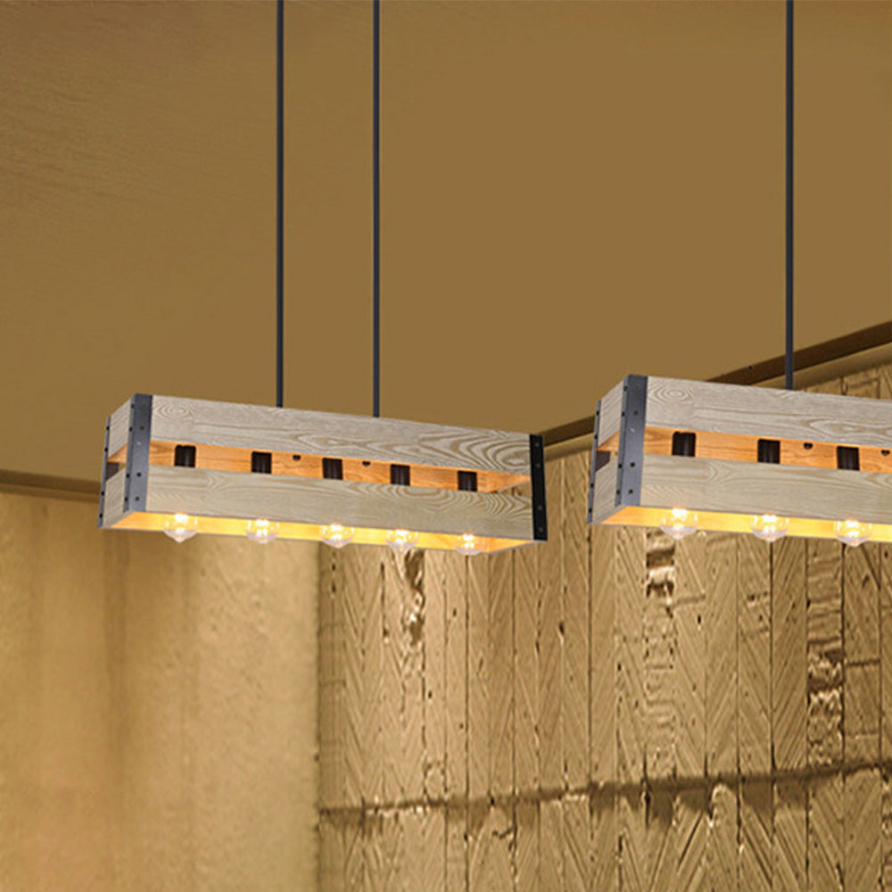 Silva Vintage LED Pendelleuchte Rechteckig ,2 Farben, Metall Holz