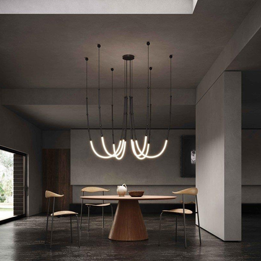 Arisha Modern Lineare LED Pendelleuchte SchwarzSchlaf/Wohnzimmer Metall Silikon