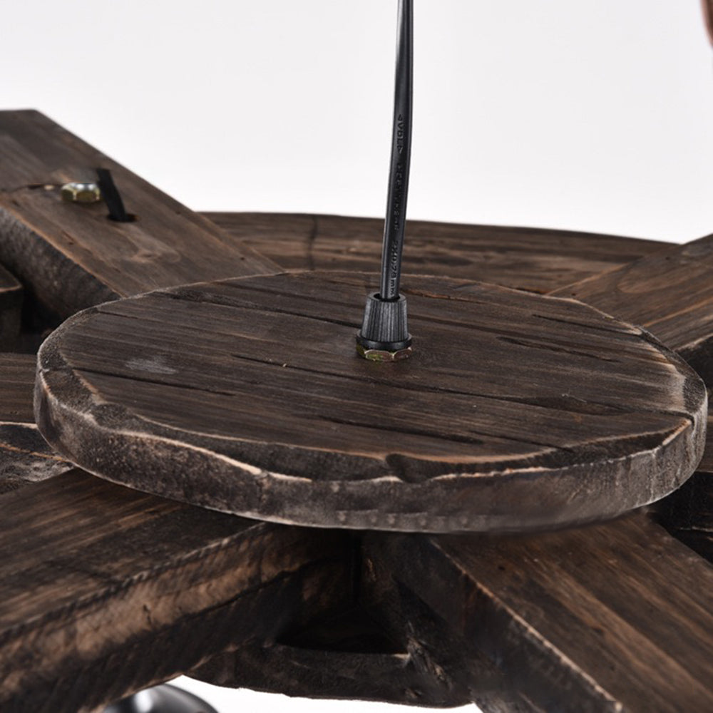 Epoch Vintage LED Pendelleuchte Ruder Käfig Wohnzimmer, Metall Holz