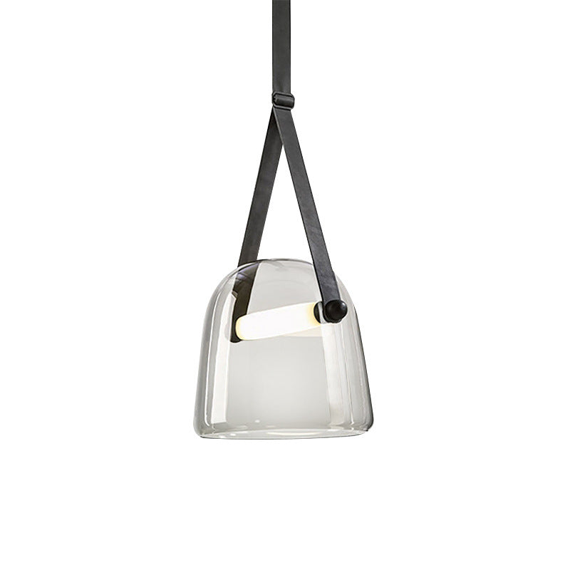 Ray Modern LED Pendelleuchte Kuppel Esstisch, Grau/Weiß, Glas