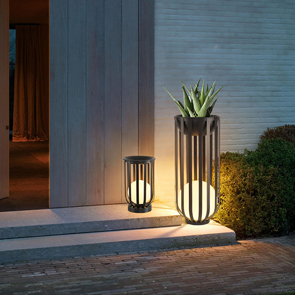 Ray Modern LED Außenleuchte Kugel Garten/Flur/Balkon, Schwarz, Metall